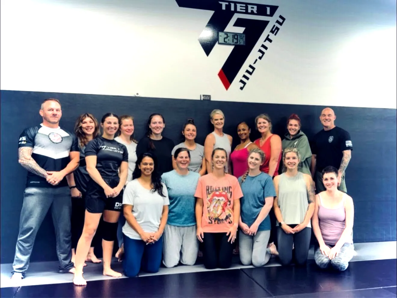 Women's class group photo at Tier 1 Jiu-Jitsu